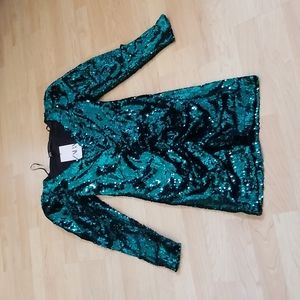 Zara Turquoise Sequined Cocktail Dress